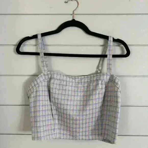 NWT Elodie Plaid Y2K Crop Spaghetti Strap Top‎ Size Large - Picture 1 of 6